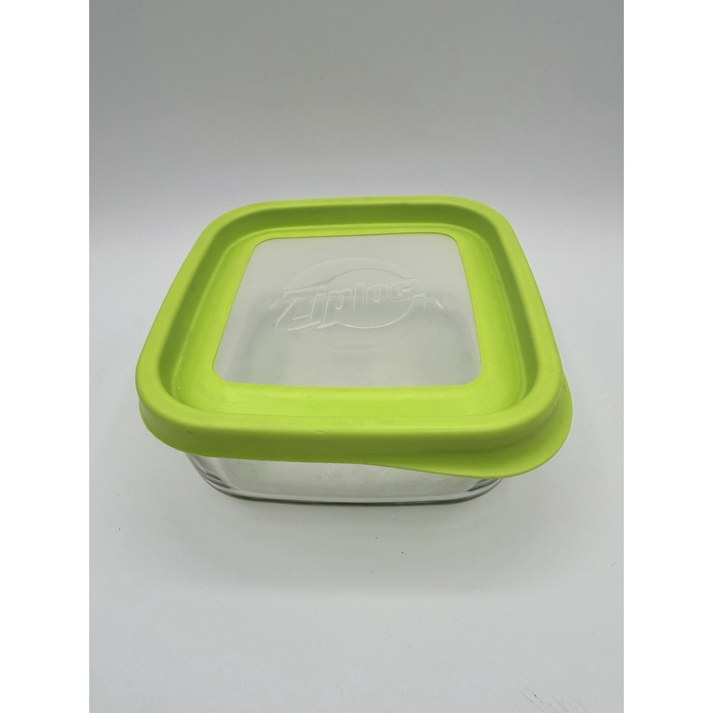 Ziploc Versa Glass Food Storage Container 32 oz Lime Lid RARE Preowned